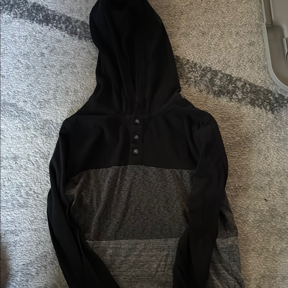 Black and Gray Hooded Top